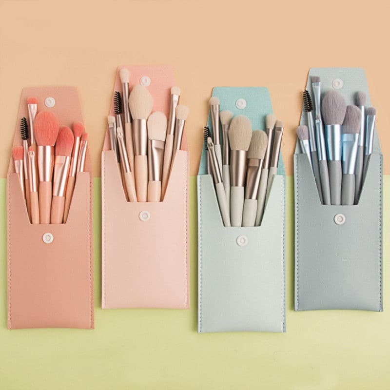 8-Piece Makeup Brush Set with Storage Case, Complete Kit for Beginners, Eyeshadow and Powder Brushes, Cross-Border