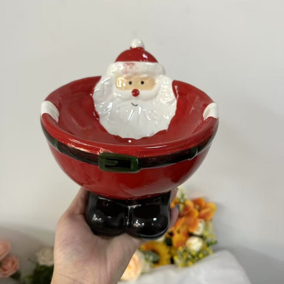 New Creative Ceramic Santa Claus Storage Bowl Hand-Painted Ceramic Santa Claus Trinket Dish Candy Jar Bowl
