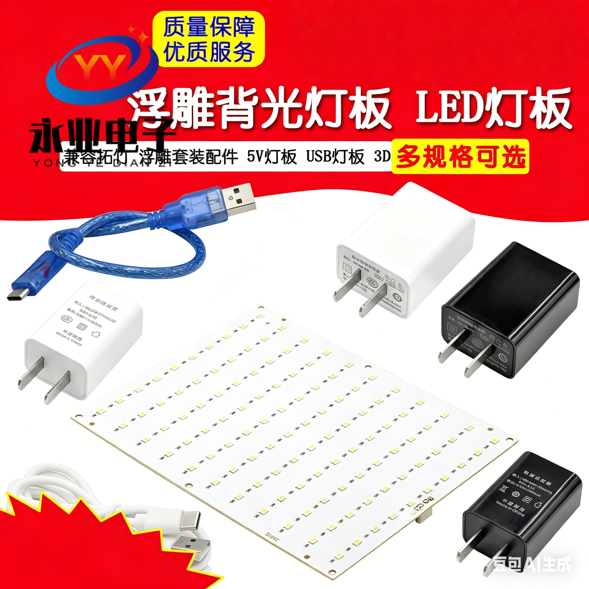 Compatible with Bambu Lab Embossed Backlight Panel LED Light Panel Embossed Kit Accessories 5V Light Panel USB Light Panel 3D