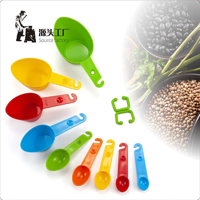 Pointed Color Plastic Measuring Cup and Spoon 9-Piece Set DIY Baking Tool with Scale Seasoning Measuring Spoon Cake