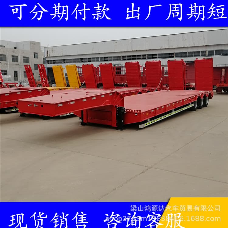Domestic configuration three-axle hydraulic ramp trailer, widened ramp low-bed semi-trailer details