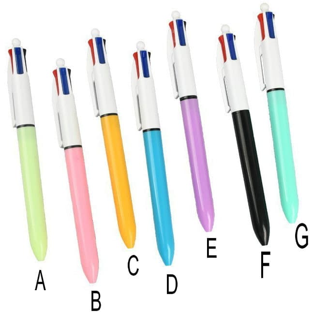 Solid Color Four-Color Ballpoint Pen with Replaceable Refills, Companion Light Candy Color Press-Type Student Colored Ballpoint Pen