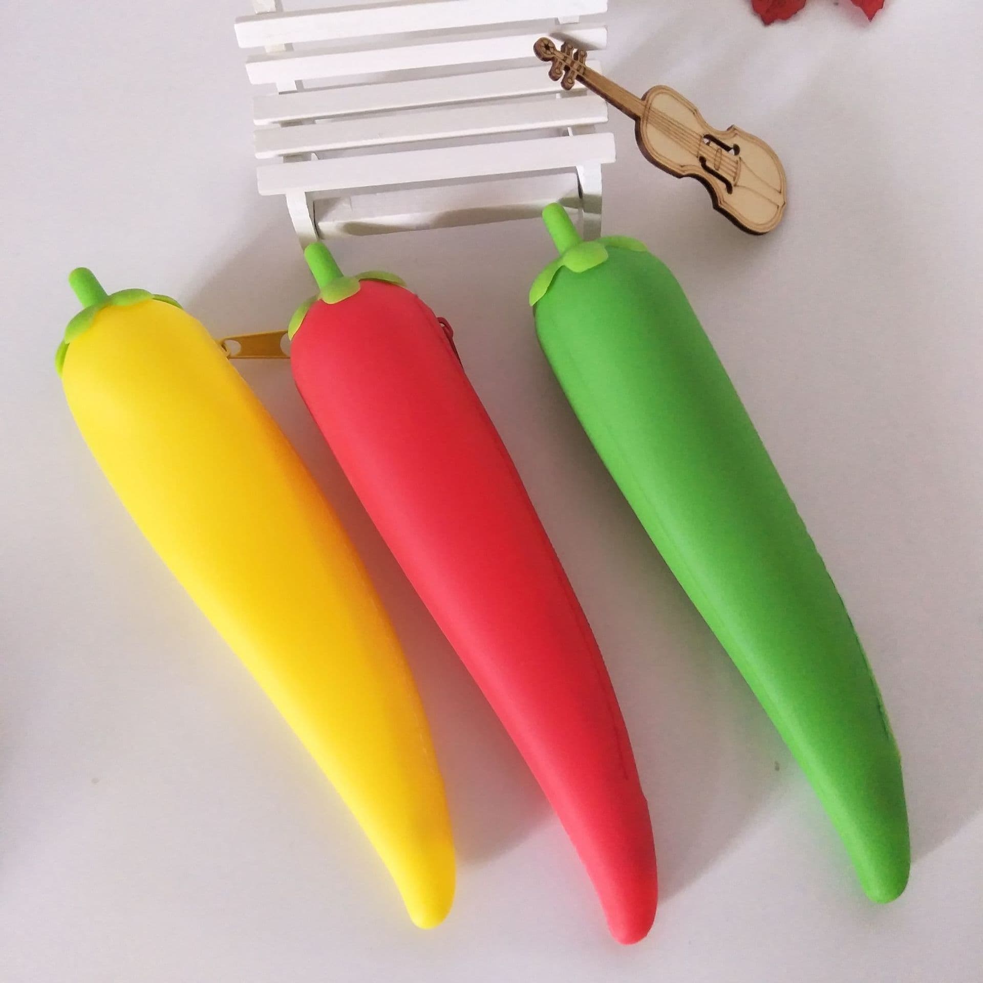 Simple Fruit and Vegetable Pencil Case Silicone Chili Pencil Case Student Pencil Case