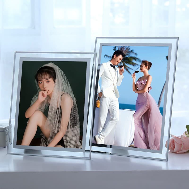 Minimalist 6-Inch 7-Inch 8-Inch 10-Inch A5 A4 Transparent Crystal Photo Frame Honor Certificate Horizontal Glass Photo Frame Desktop Wholesale