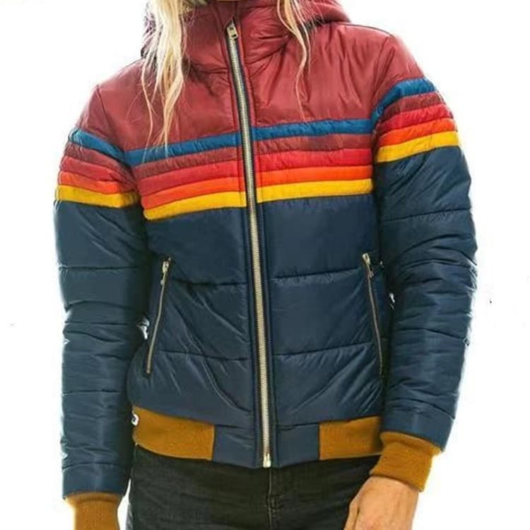 2022 Cross-Border European/American Women's Casual Hooded Printed Short Cotton Jacket