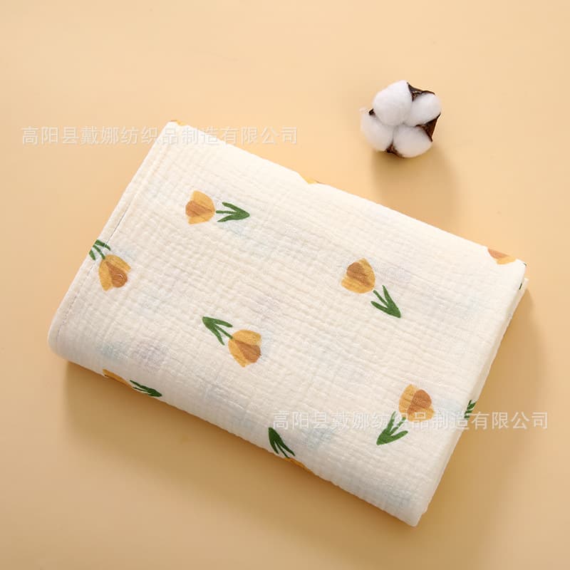 Best-selling Cross-border Double-layer Cotton Gauze Swaddle Blanket Baby Wrap Bath Towel Printed Stroller Sunshade Cover
