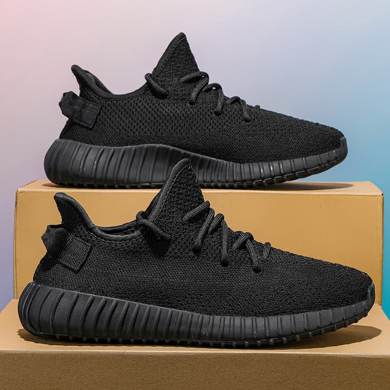 Large Size Ins Mesh Shoes Black 350 Yeezy Shoes for Men and Women Couples Students Soft Sole Running Breathable Casual Sports Shoes