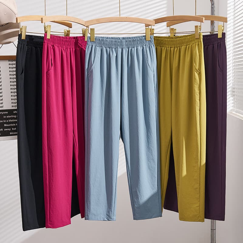 Summer New Plus Size Women's Casual Pants, Thin Quick-Dry Slimming Capri Pants K6818