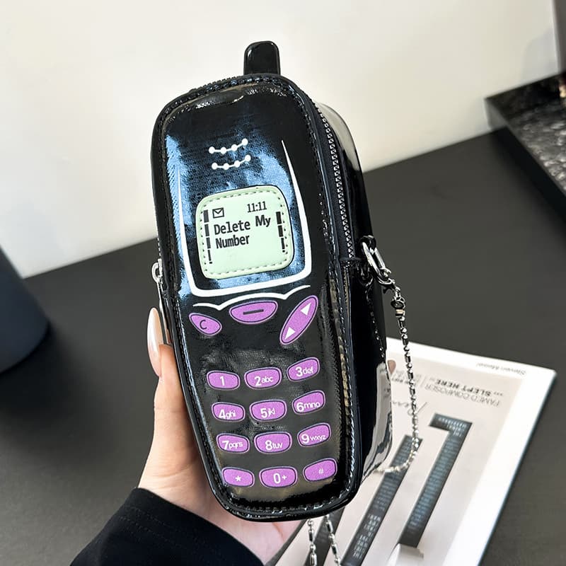Korean version of creative mobile phone bag 2025 new fashion casual simple fashion chain bag personality funny crossbody bag for women
