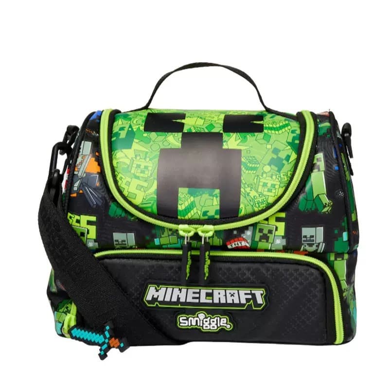 Australian Smiggle Kids Backpack Cartoon Minecraft Large Capacity School Backpack with Lunch Bag Set Series