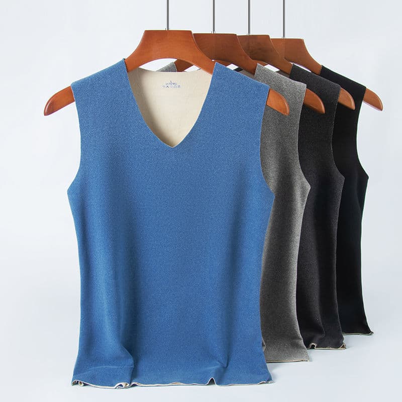 AB-Side Velvet Men's Seamless Thermal Vest, Thick Waistcoat, Slim-Fit Fleece-Lined Base Layer, Extra Thick