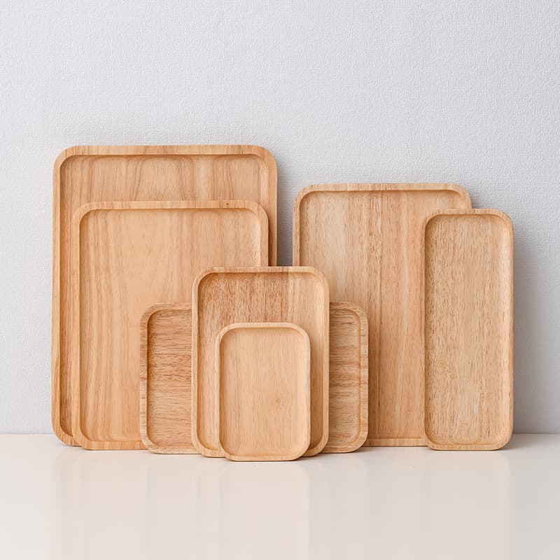 Wooden Japanese-style rectangular rubberwood tray, hotel-grade wooden fruit plate, teacup, water cup, wooden plate, fruit platter