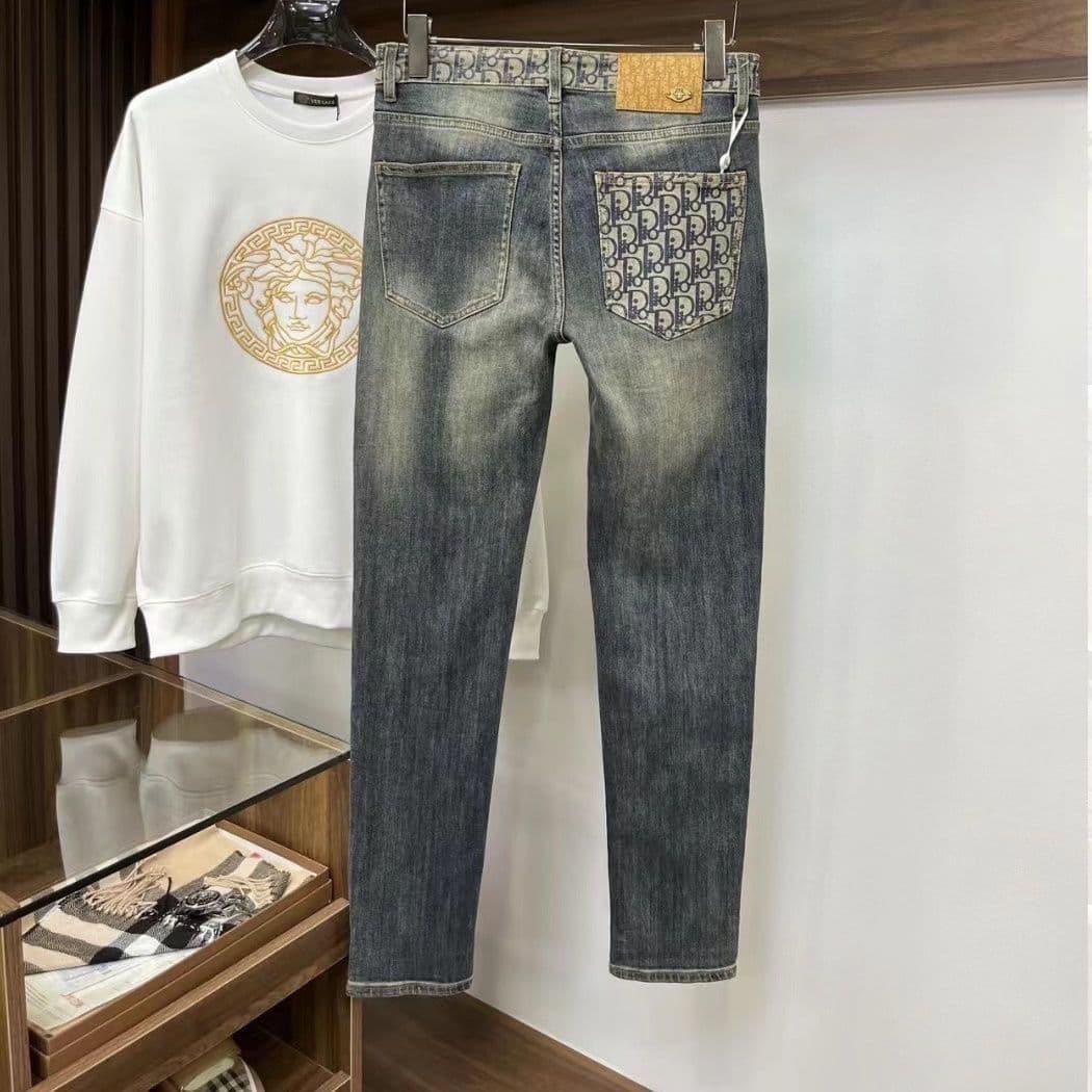 Cross-Border Autumn Winter Vintage High-End European American Trendy Brand Men's Slim Straight Stretch Casual Fashion Jeans