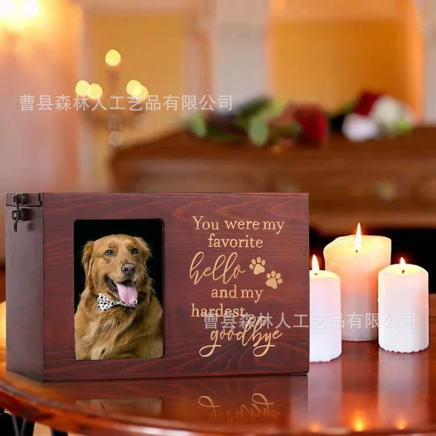Manufacturer direct: Cross-border e-commerce wooden ash box, pet coffin for dogs and cats, funeral memorial container.