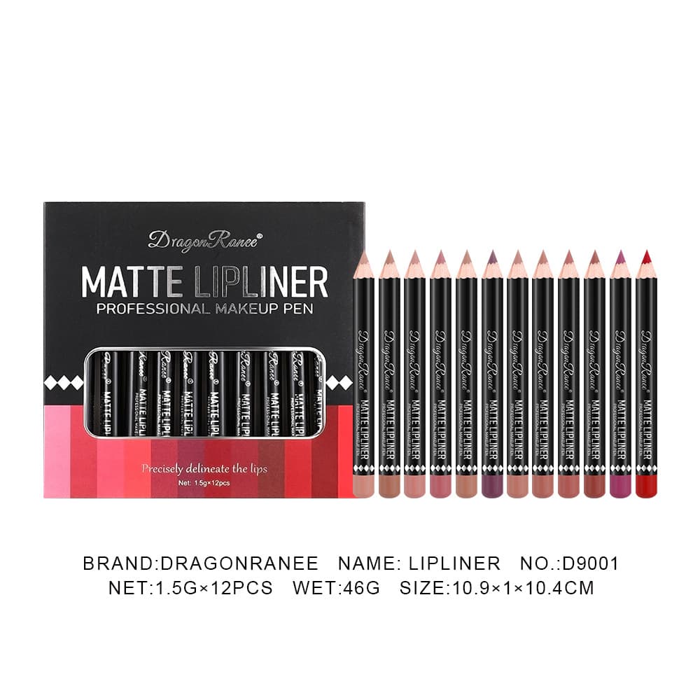 Cross-border Matte Lip Liner Set Mouth Contour Pencil Nude Lip Pencil 12 Colors Wooden Lip Liner Kit