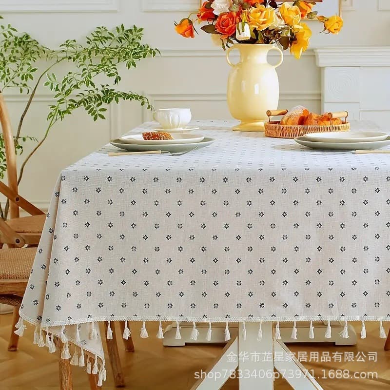 Cross-border Daisy Print Tablecloth, Rectangular Polka Dot Tablecloth, European Festive Decorative Tablecloth