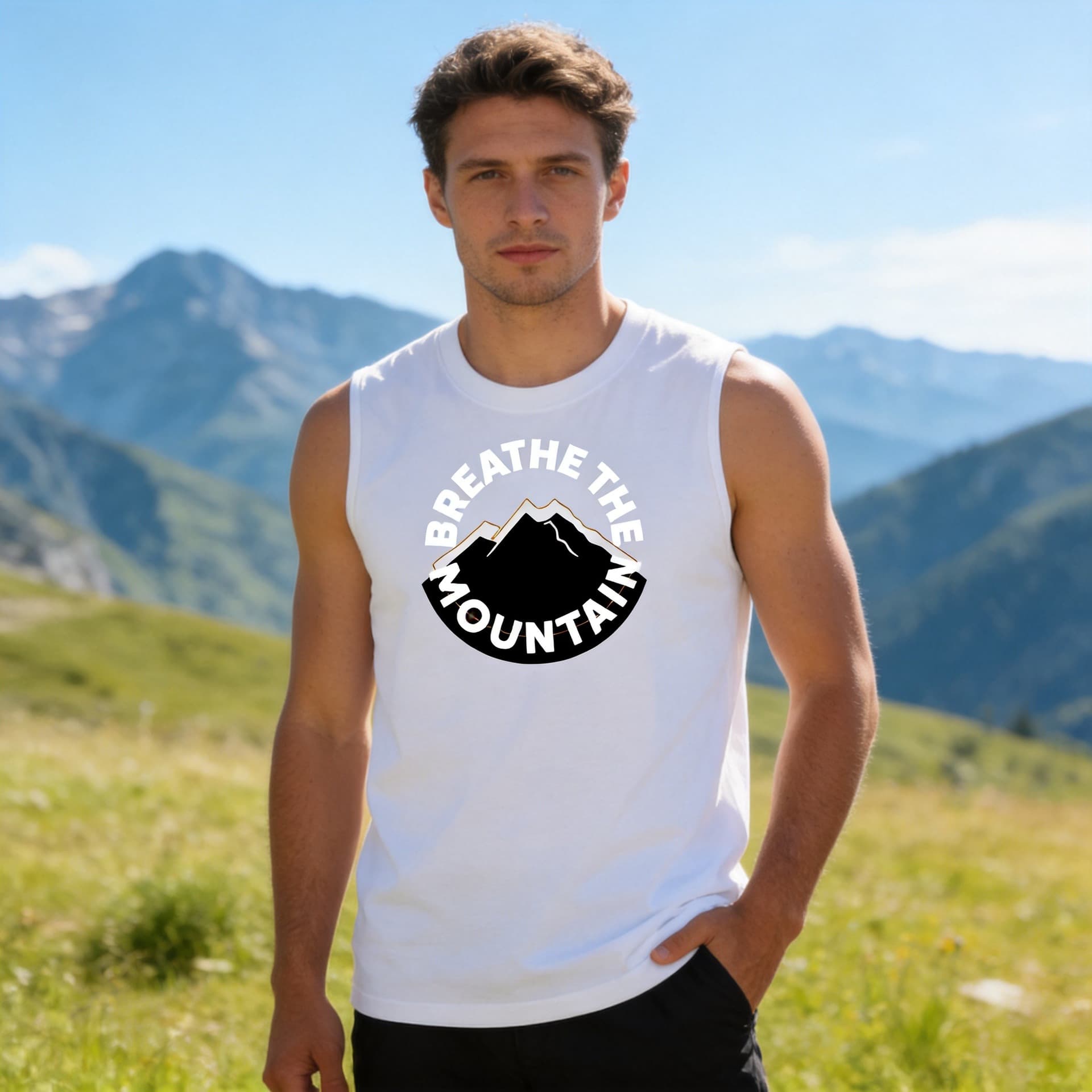 2026 Summer New Sleeveless Round Neck Letter Print Undershirt Pure Cotton Men's Vest Loose Fit