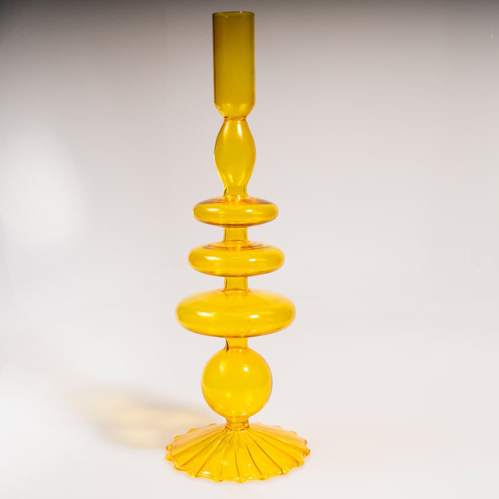 Table lamp shape candlestick European striped glass candlestick romantic dinner decoration crystal candlestick wedding medium size