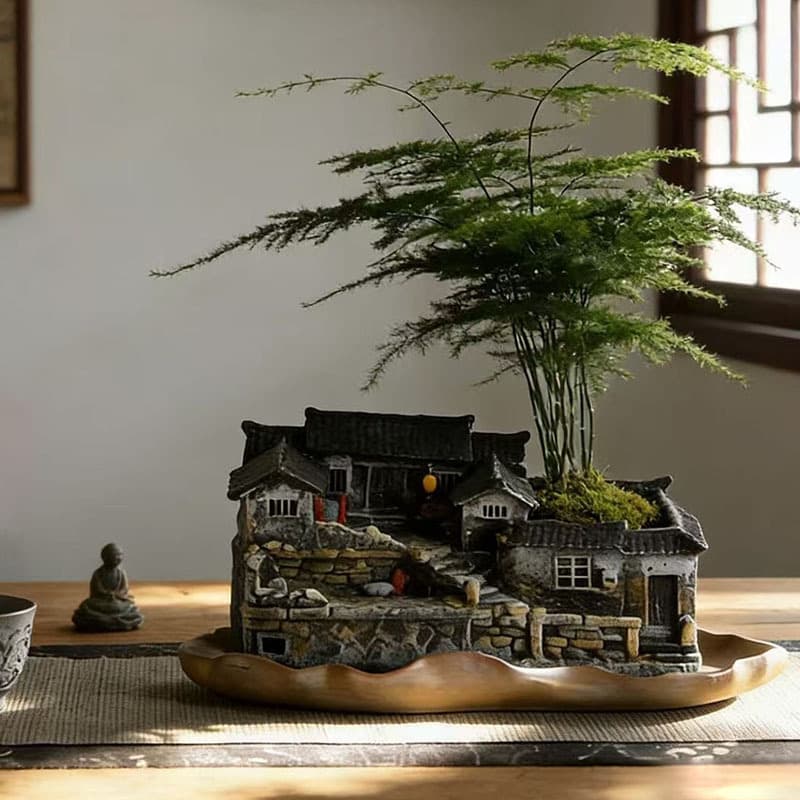 Creative Chinese Micro Landscape Bonsai Ornament Balcony Courtyard Tea Table Tea Room Home Decoration Water Feature Micro Landscape