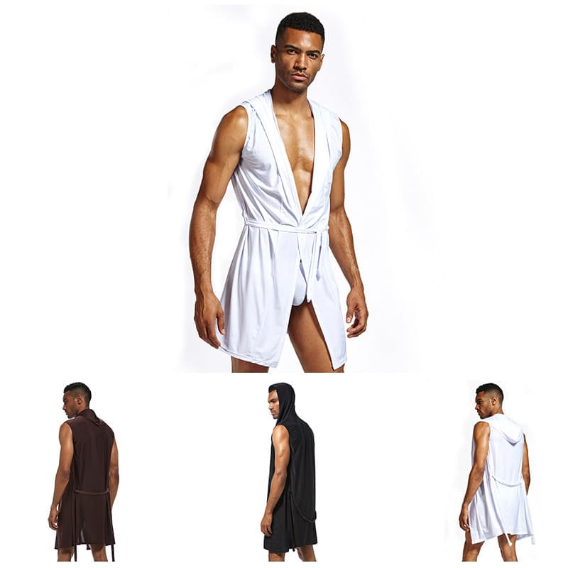 Cross-border Men's Bathrobe Soft Silk Fabric Sexy 4 Colors Underwear Sold Separately