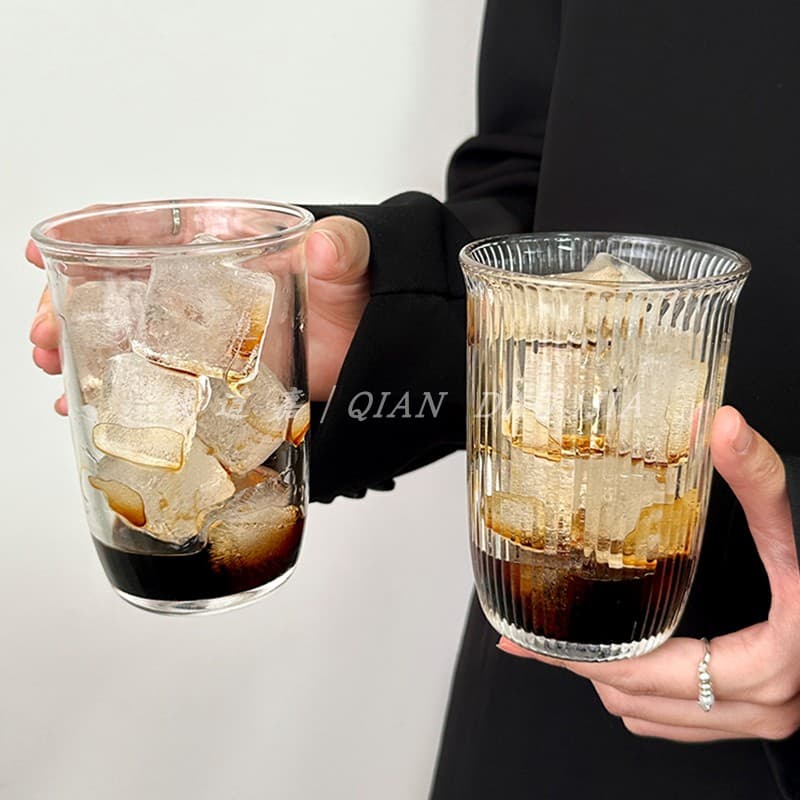 Ins-Style High-Aesthetic Iced American Latte Coffee Cup Cold Brew Drink Cup Glass Cup Transparent Cold Drink Cup Water Cup