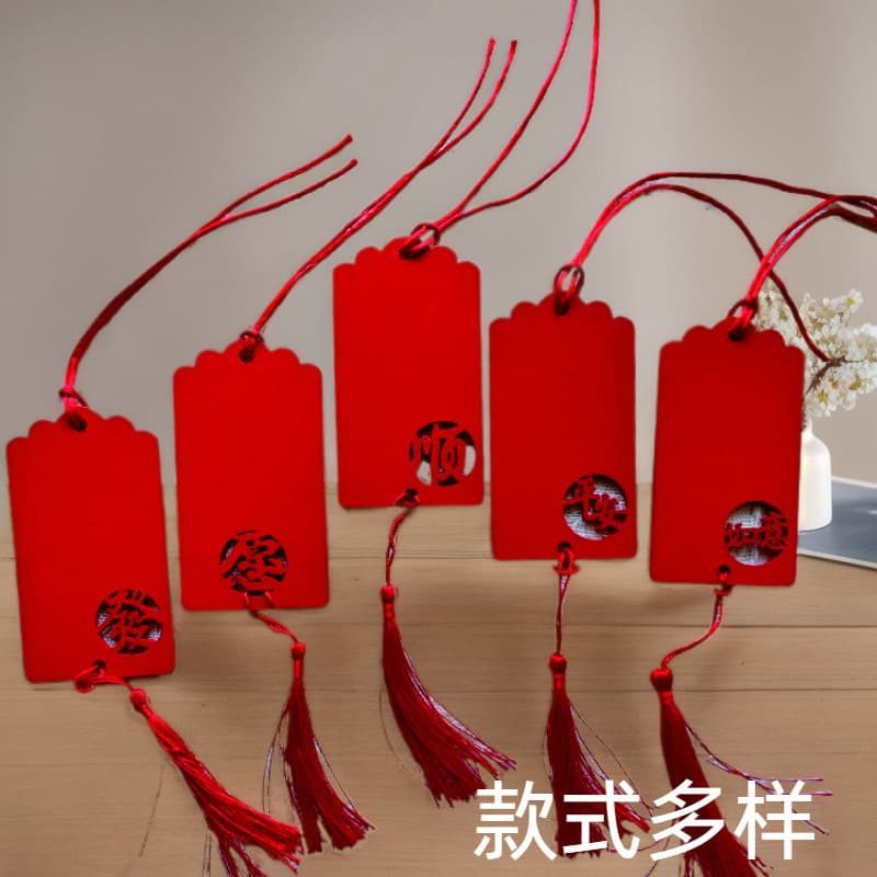 Red Wish Plaque Blessing Tree Wooden Hanging Tag Scenic Area Festival Greeting Card Decorative Suspended Wood Board Pendant