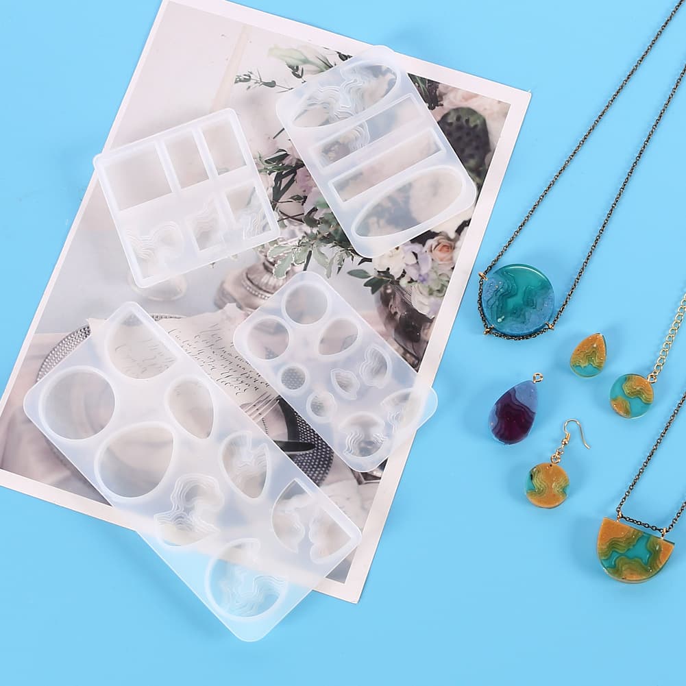 DIY Crystal Resin Island Series Mold Earring Jewelry Silicone Mold Island Necklace Pendant Mold