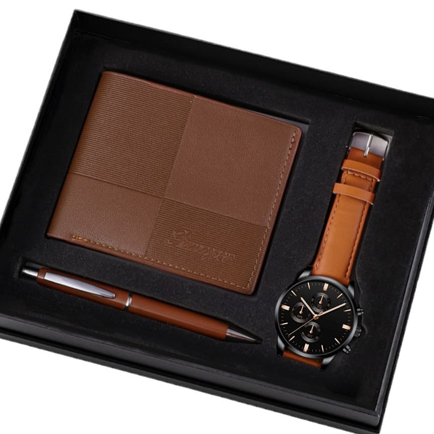 Luxury Gift Set Casual Fashion Classic Business Gift Set Wallet Pen Men's Quartz Watch Gift Box Set