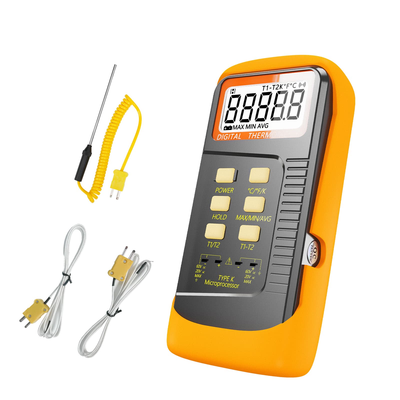 Industrial Dual-Channel Kelvin Temperature Meter Contact Thermometer K-Type Thermocouple Probe Thermometer