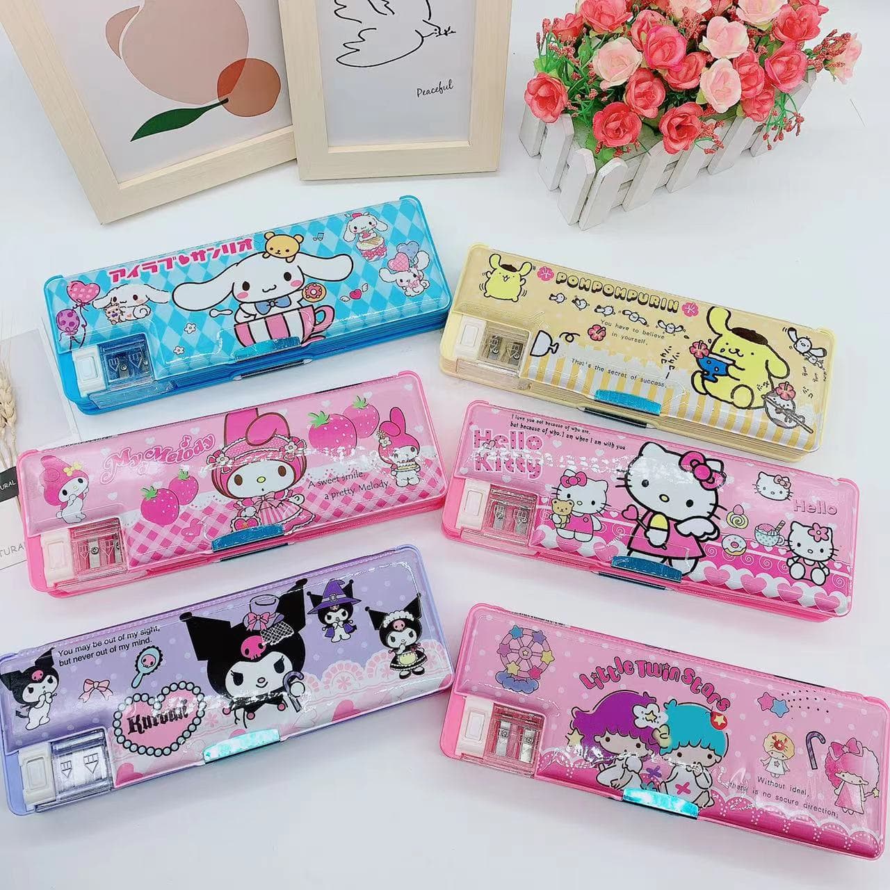 Cartoon Double-Sided Pencil Case Student Stationery Storage Box Math Formula Children's Cute Gift