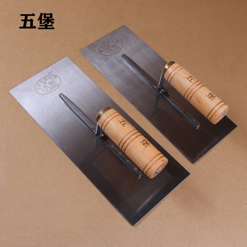 Copper ring wooden handle Wubao mud trowel plaster iron plate genuine small trowel mud clip holder gray board powder wall