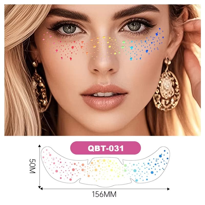New Waterproof Holographic Laser Silver Glitter Freckle Face Tattoo Stickers for Festival Makeup
