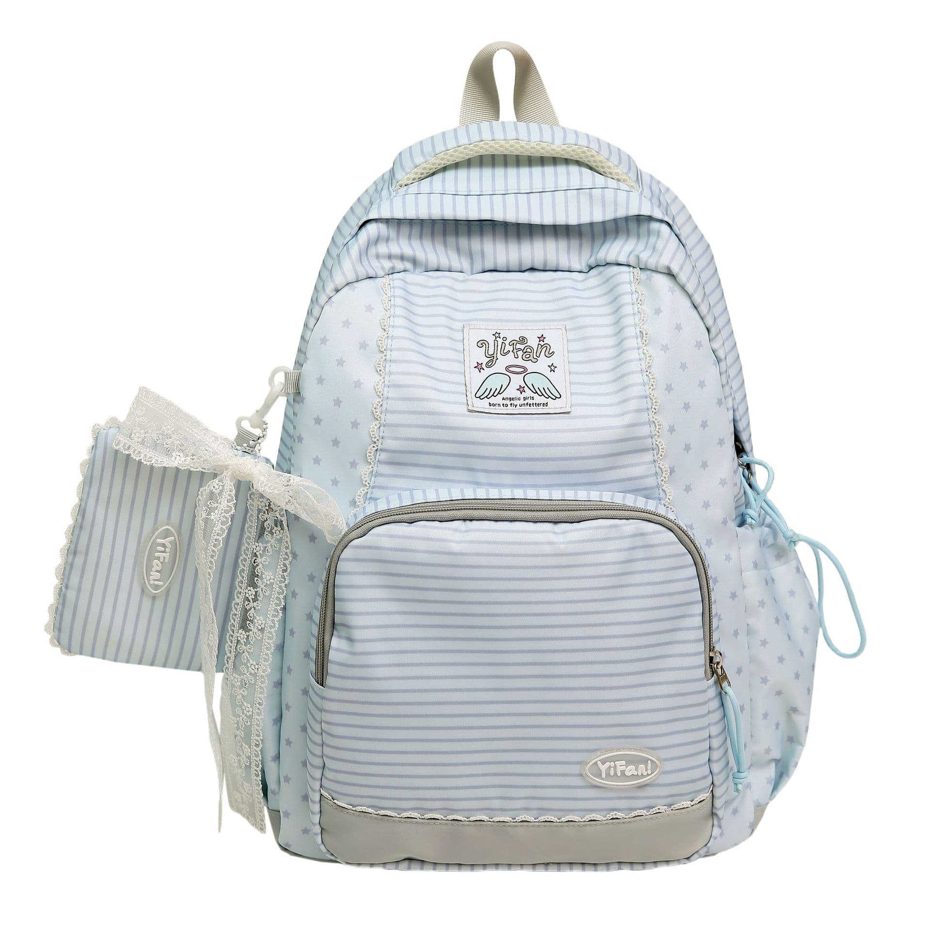 Backpack women's striped star backpack junior high school student school bag commuter bag outdoor leisure travel bag