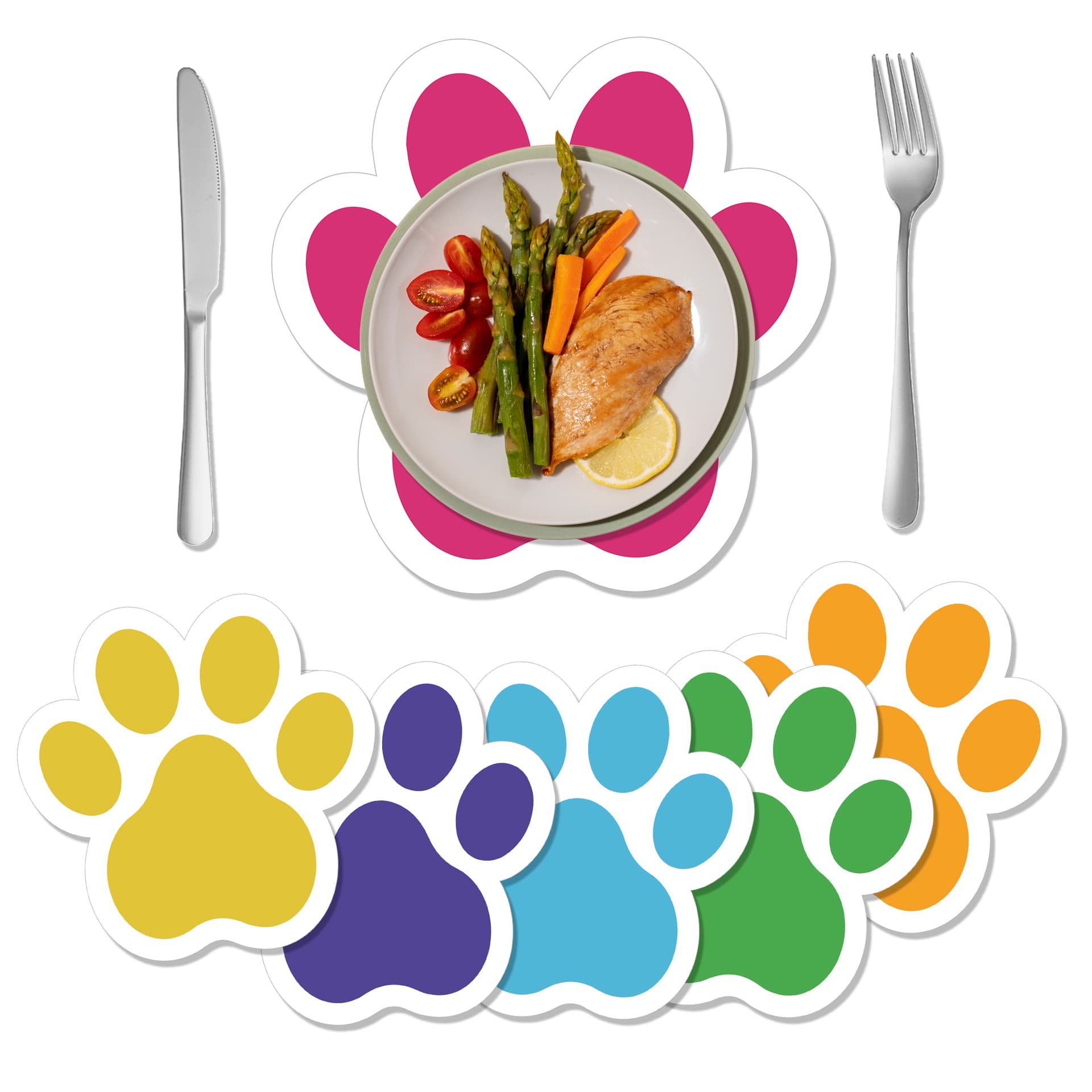 CA020 Pet Dog Puppy Paw Bone Atmosphere Disposable Placemat Paper Mat