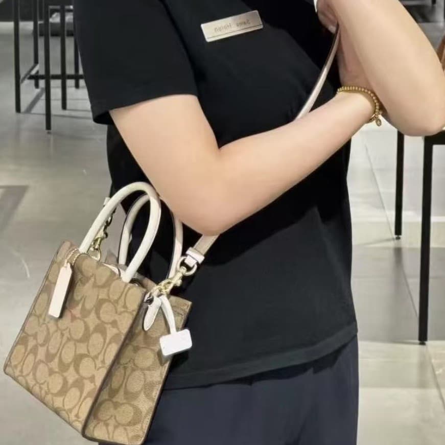 Koujia Genuine Leather LV Women's Bag Music Score Bag Mini Cally Versatile Handheld Crossbody Tote Bag Small Square Bag