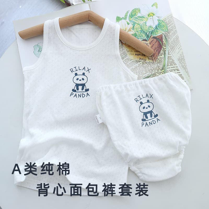 Japanese Summer Thin Cotton Vest Underwear Set for Girls and Boys, Undershirt Pajamas Baby Homewear