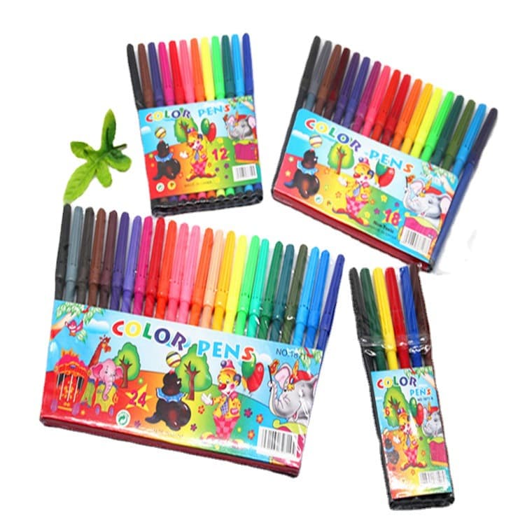 Water-washable colored pens for children, elementary school students, and kindergarteners, 12-color and 24-color art pens for children.