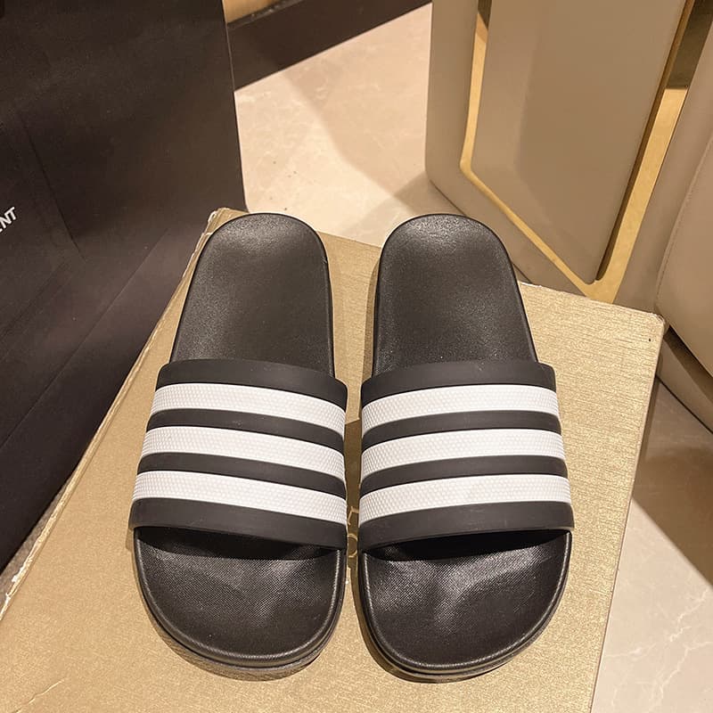2026 Three-Stripe Slippers Men's New Outdoor Plus Size Indoor Home Bathroom Beach Anti-Slip PVC Slippers