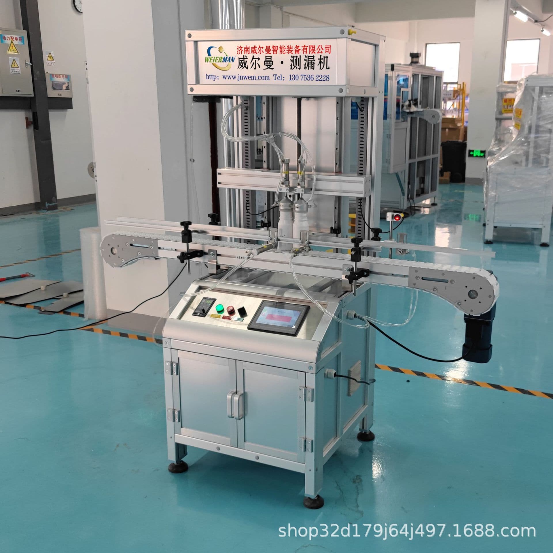 Mineral Water Bottle Leak Detection Machine, Automatic Plastic Bottle Air Tightness Tester for Beverage Bottles with Defective Product Rejection
