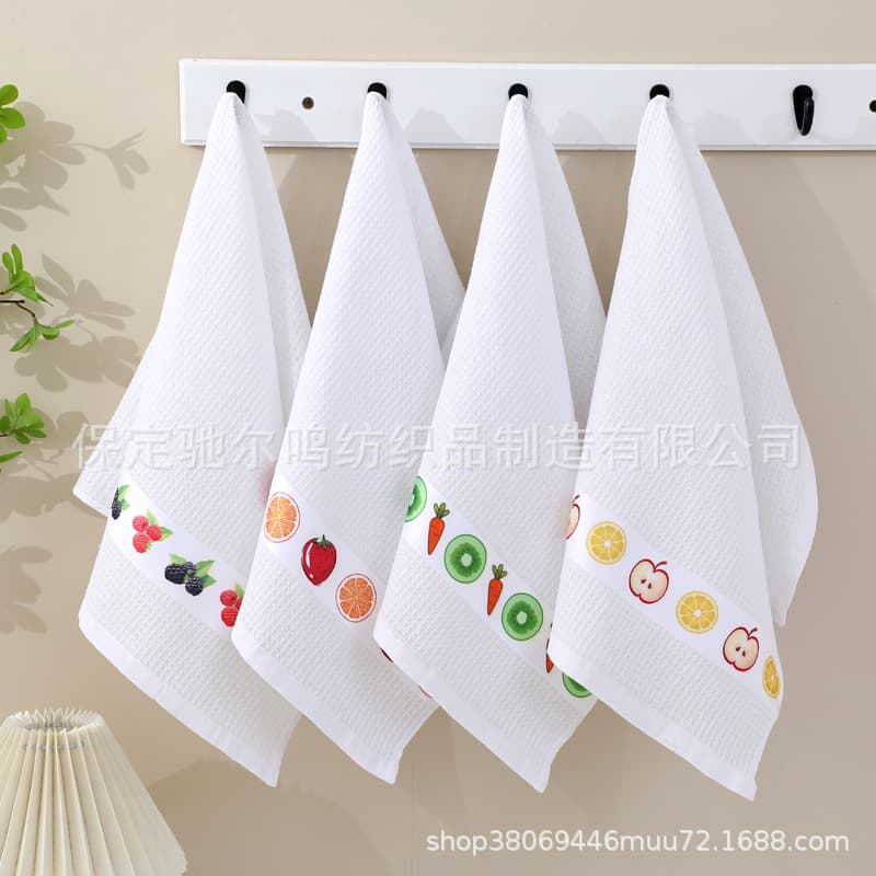 Pure Cotton Kitchen Towels Tea Towels Dishwashing Towels Absorbent Single Thread 16 Stitches Customizable Logo Printing