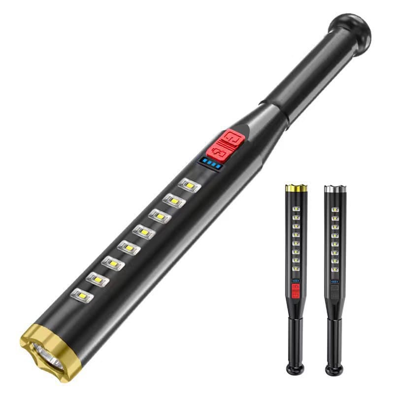 Self-Defense Mace Strong Light Flashlight Cross-Border Outdoor USB Charging Security Patrol COB Baton Flashlight