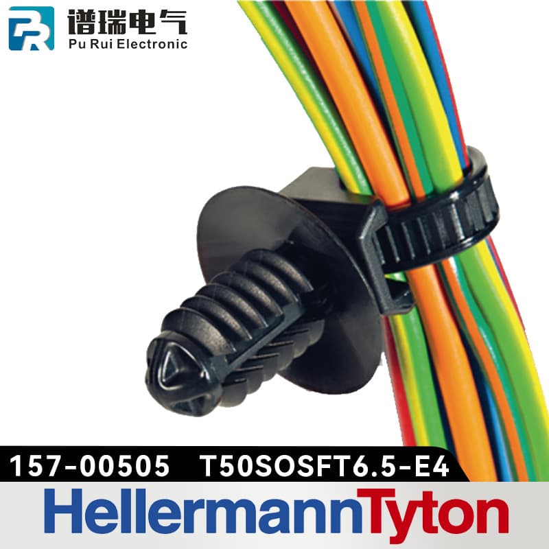 HellermannTyton 157-00505 T50SOSFT6.5-E4 black fir-tree headed cable tie