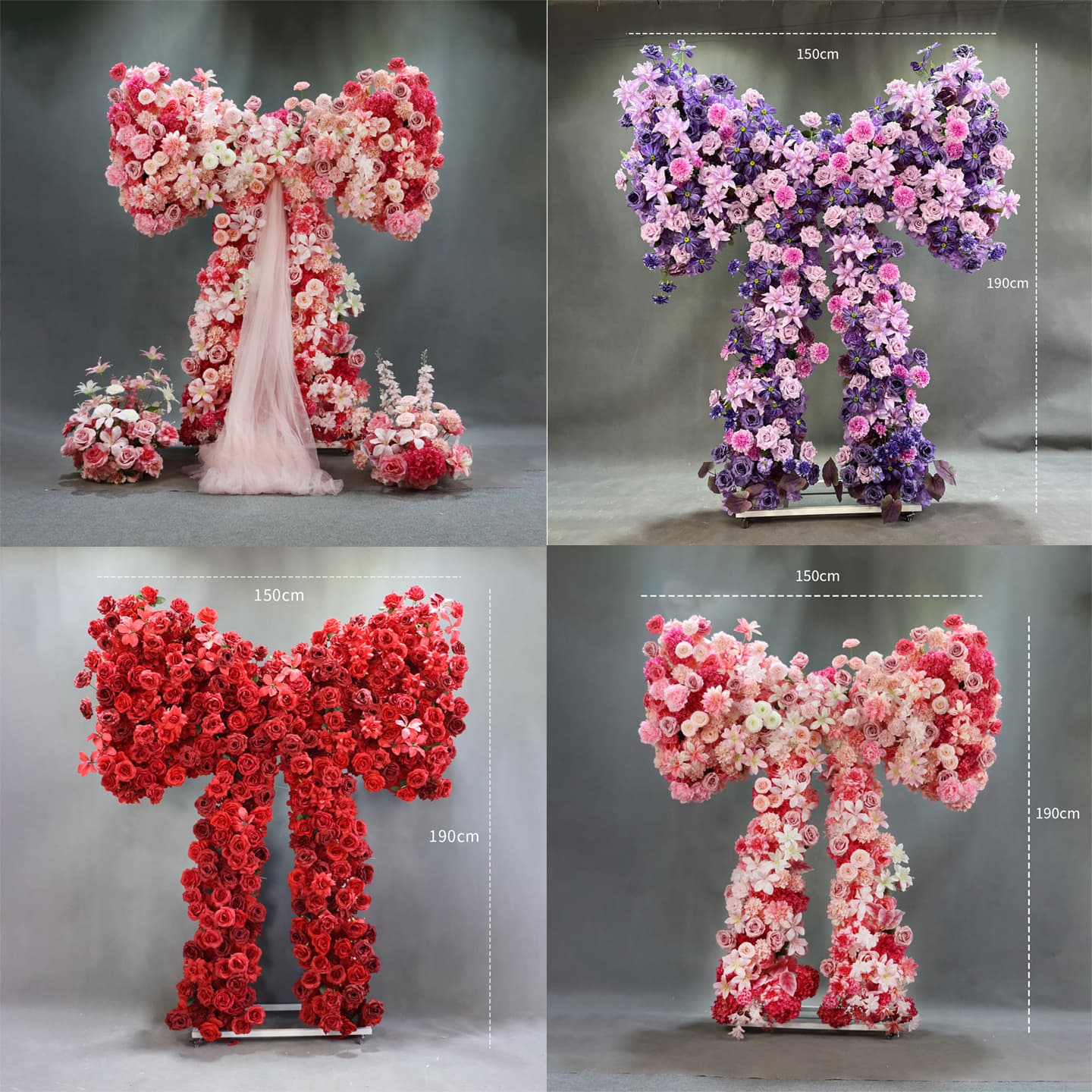 New Wedding Bow Iron Art Decoration Stage Prop Flower Outdoor Creative Arrangement Proposal Confession Background Flower Stand