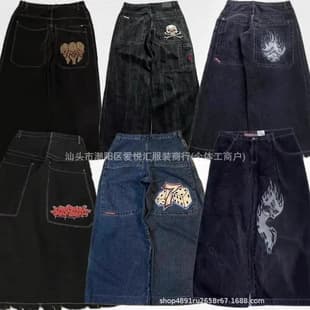 2024 Spring Autumn New Cross-Border American Vintage Washed Y2K Embroidery Hip-Hop Graphic Men's Jeans