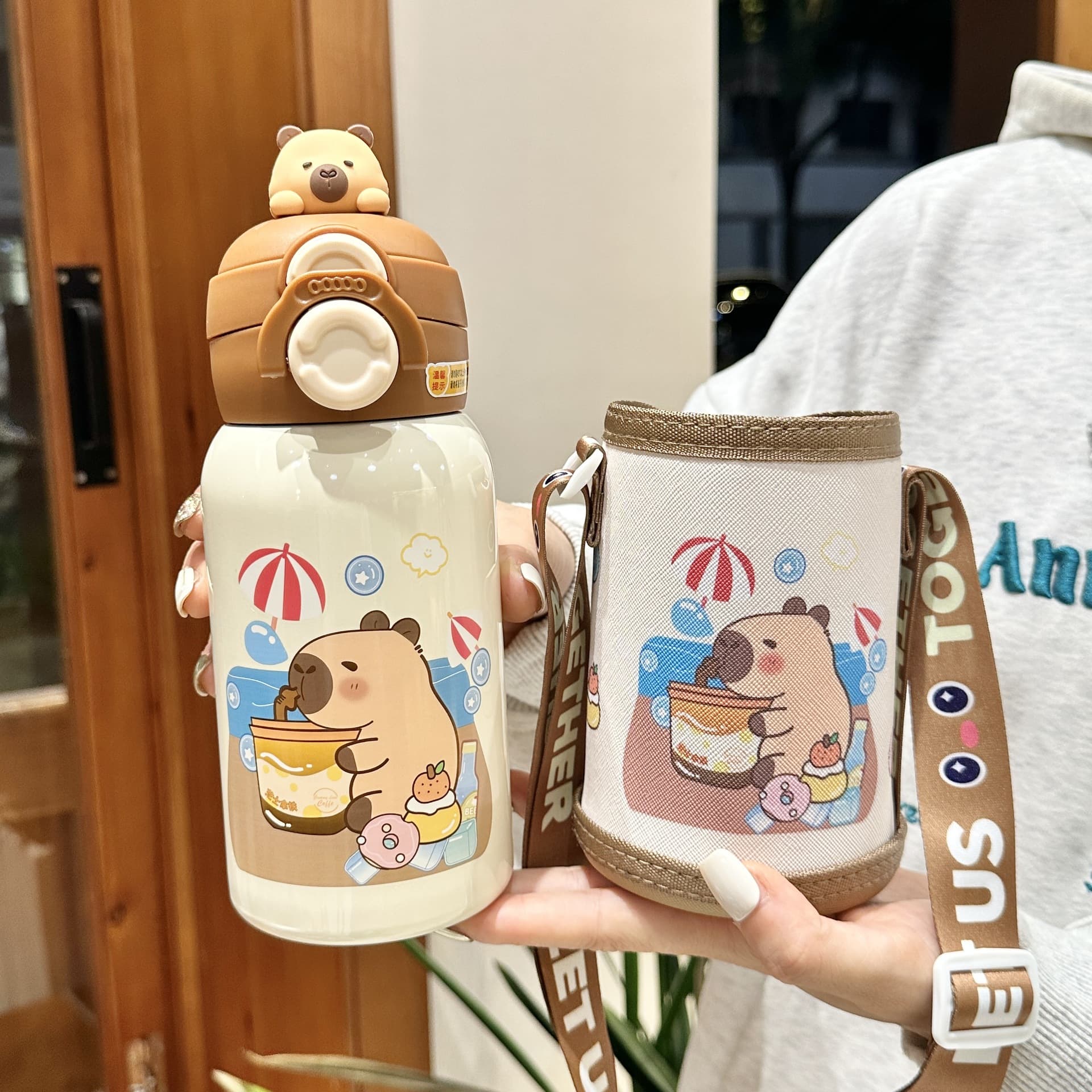 Capybara Kids Insulated Water Bottle for Girls 2025 New, 316 Straw Cup for Boys Students School
