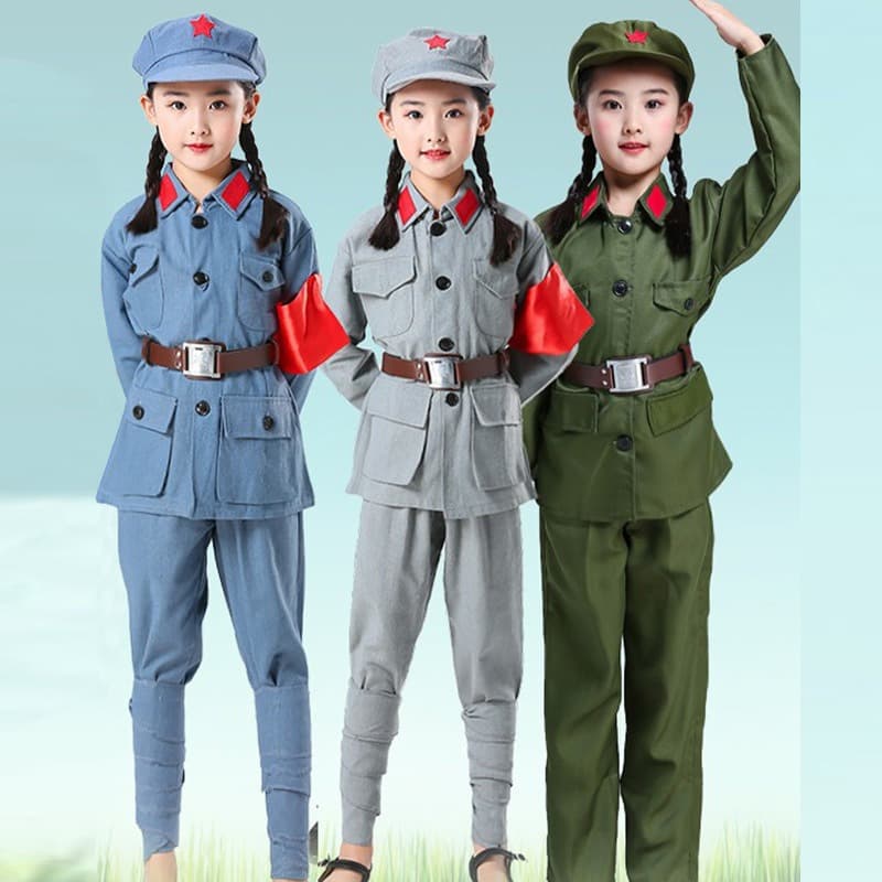 Children's Day Red Army, Eighth Route Army, New Fourth Army Costumes Long March Anti-Japanese War Clothing Stage Play Costumes