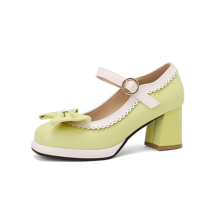 Wholesale Factory Direct Drop Shipping 2022 Chunky Heel High Heels One-Strap Flats Women's Shoes Bow Carved Large Size Women's Shoes