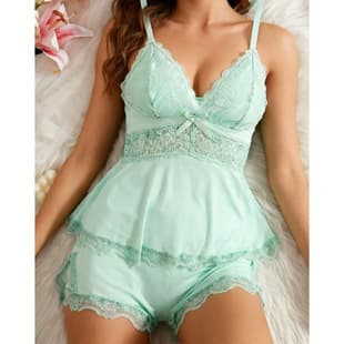 Cross-border Sexy Lace Trim Sleepwear Shorts, Summer Camisole Women's Pajamas, Sexy Camisole Shorts