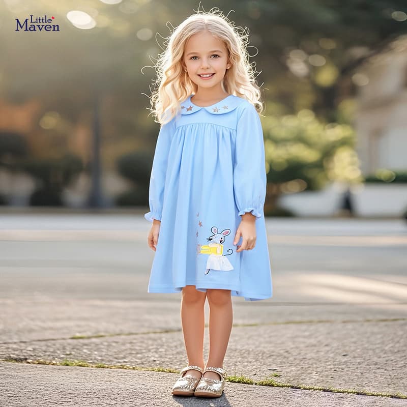 Little Maven New Cross-Border Dress Wholesale European and American Style Girls' Skirts Autumn Baby Dresses