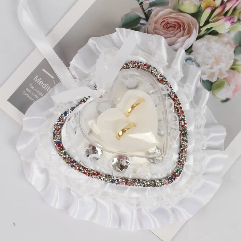 Western Wedding Supplies Wholesale White Simulated Diamond Bride Ring Pillow Creative Wedding Ring Box Pillow